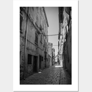 Back Street in Rovinj Old Town, Croatia Posters and Art